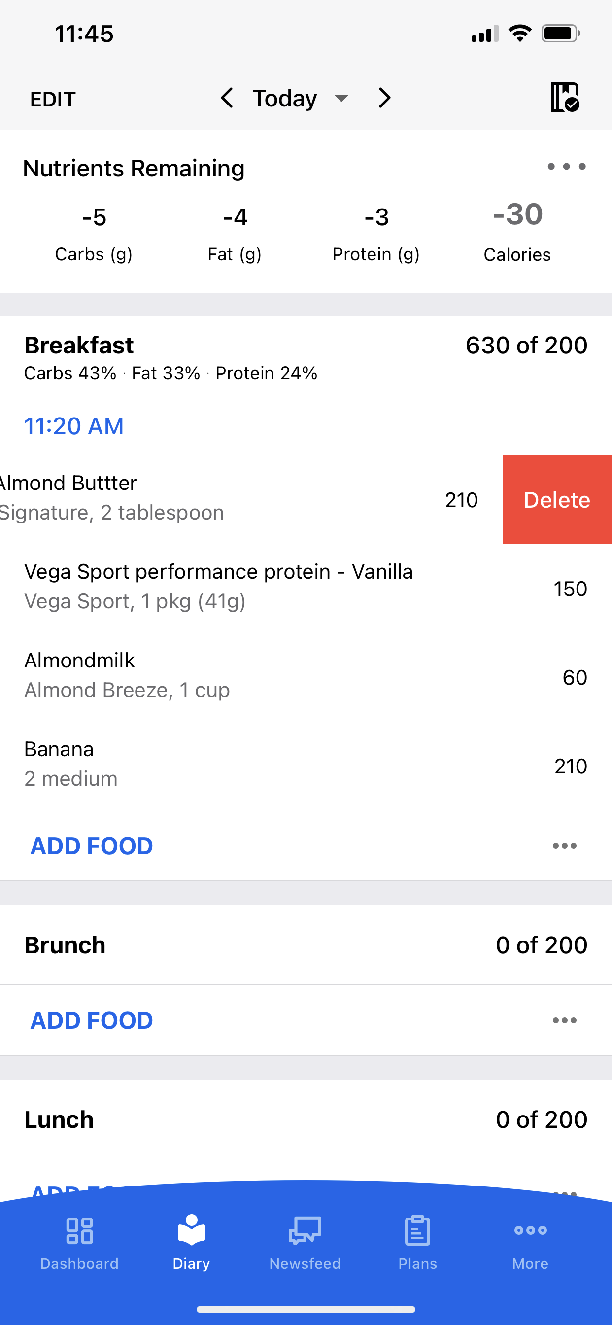 How do I delete an entry from my food diary? – MyFitnessPal Help